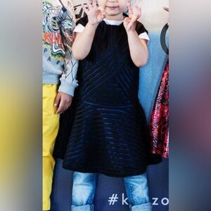 Kenzo kids One Shoulder Dress in Blue and Black